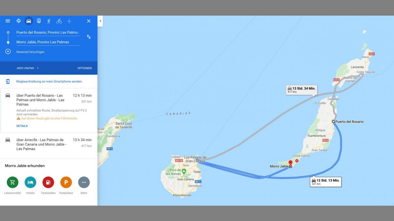 Wie Lange Dauert Ein Flug Nach Fuerteventura Googles Irrwege: warum die Fahrt von Fuerteventuras Flughafen nach
