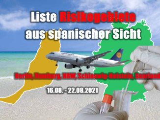 Neue Risikogebiete: Nachweis bei Reisen nach Fuerteventura aus diesen Gebieten Deutschlands 1 Liste Risikogebiete aus spanischer Sicht 1608