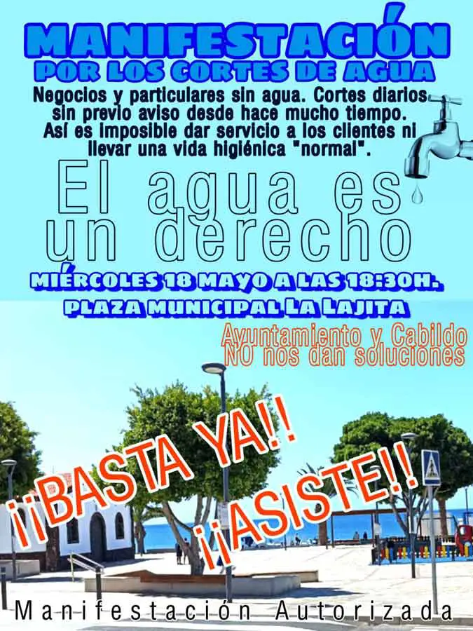 Wasserversorgung auf Fuerteventura: Bürger von La Lajita gehen auf die Straße 1 Cartel Demo LaLajita