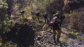 Waldbrand La Palma unter Kontrolle Feuerwehrleute