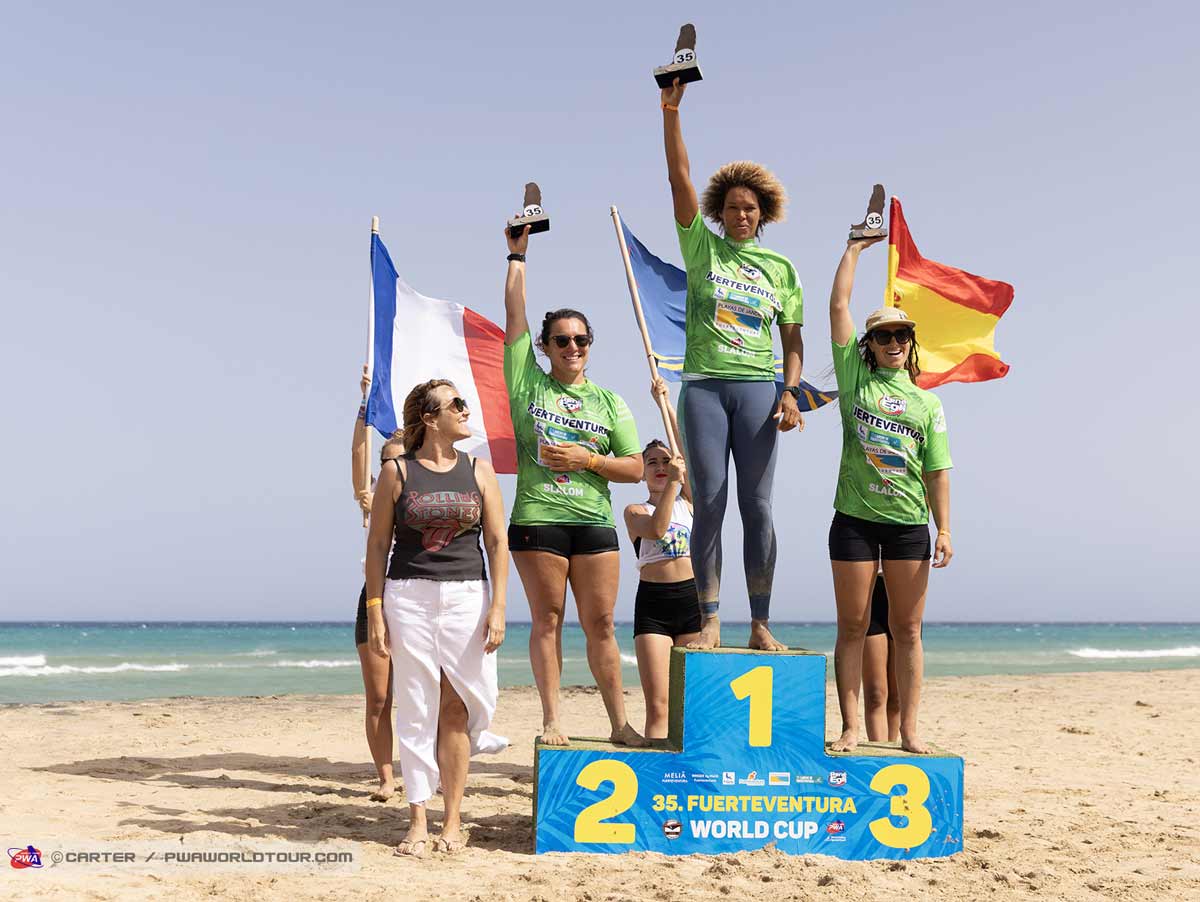 Slalom Podium World Cup Fuerteventura 2023 Frauen