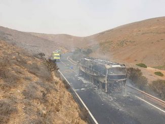 Reisebus Fuerteventura ausgebrannt
