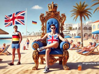 Brite auf Thron am Strand