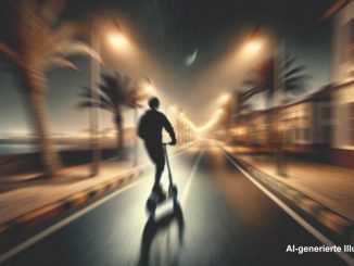 Rollerfahrer im Dunkeln