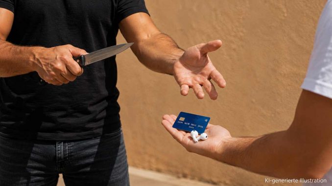 Messer Raub Bankkarte Kopfhoerer